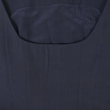 Christian Dior Panelled Square-Neck Mini Sleeveless Flare Dress in Navy Blue Viscose