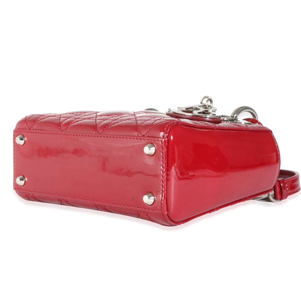 Christian Dior Red Patent Cannage Mini Lady Dior