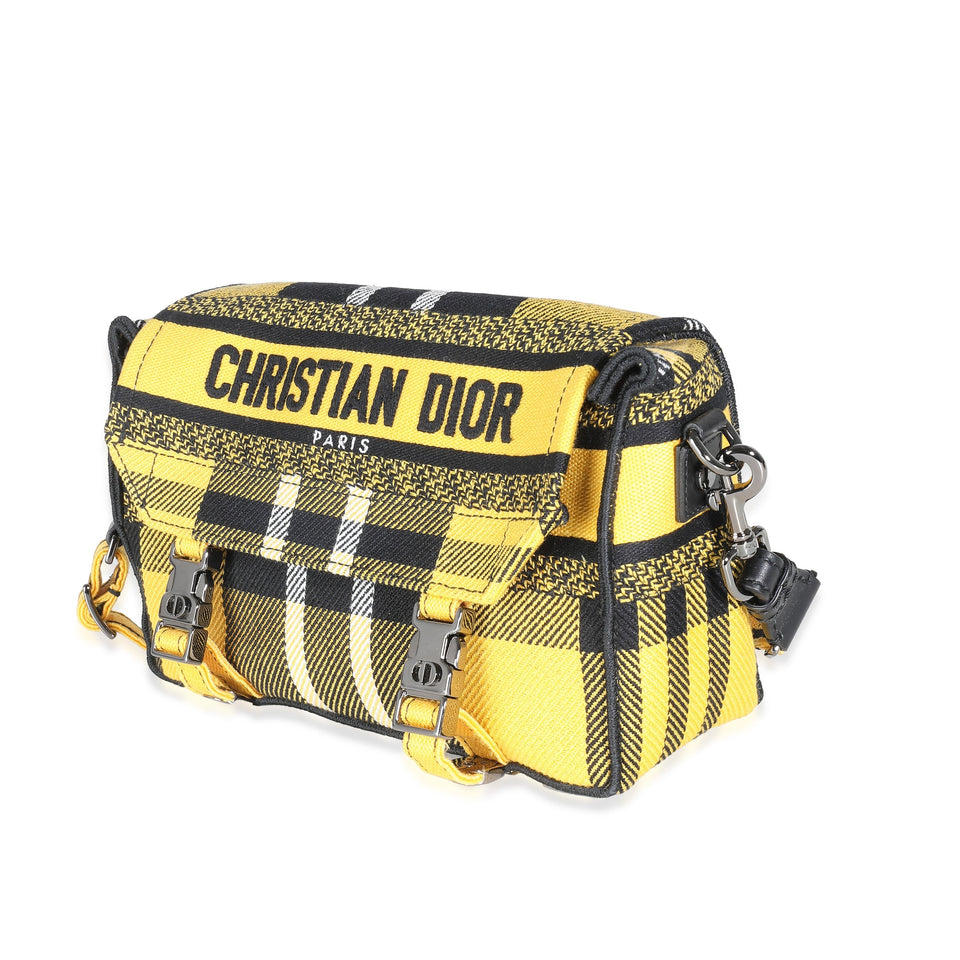 Christian Dior Yellow Tartan Canvas Small Diorcamp Messenger