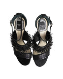 Christian Dior Diva Sequin Embellished Open Toe Sandals in Black Satin