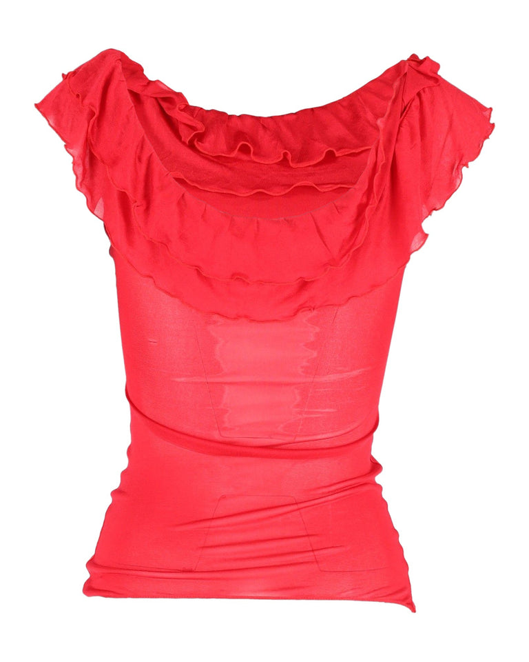 Christian Dior Ruffled Top in Red Viscose