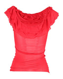 Christian Dior Ruffled Top in Red Viscose