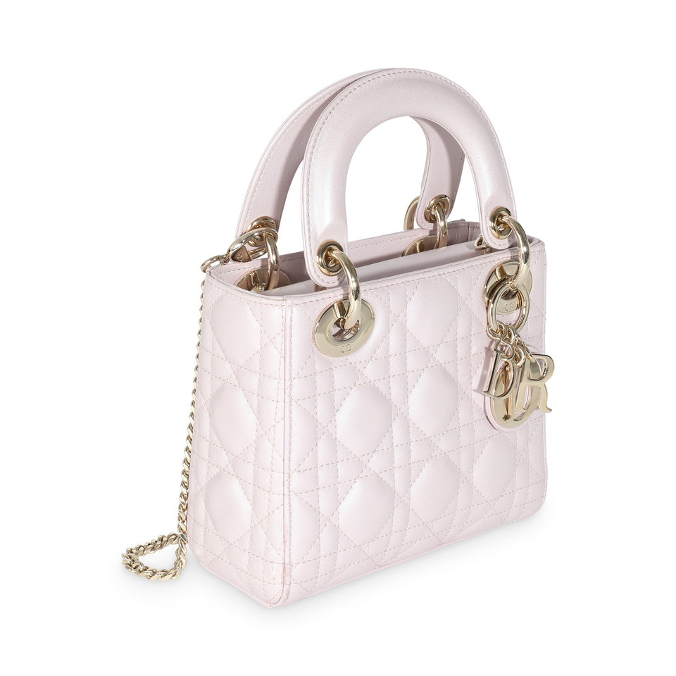 Christian Dior Lotus Pearlescent Cannage Lambskin Mini Lady Dior