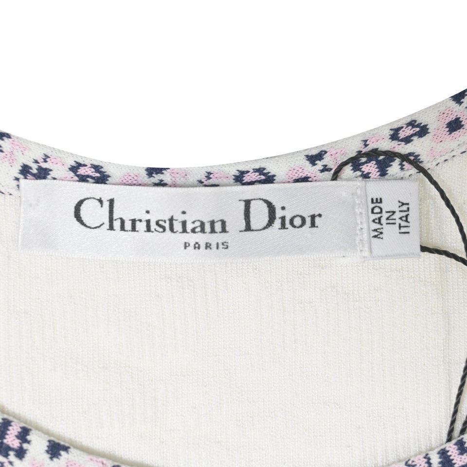 Christian Dior Scoop Neck Sleeveless Top in White Viscose
