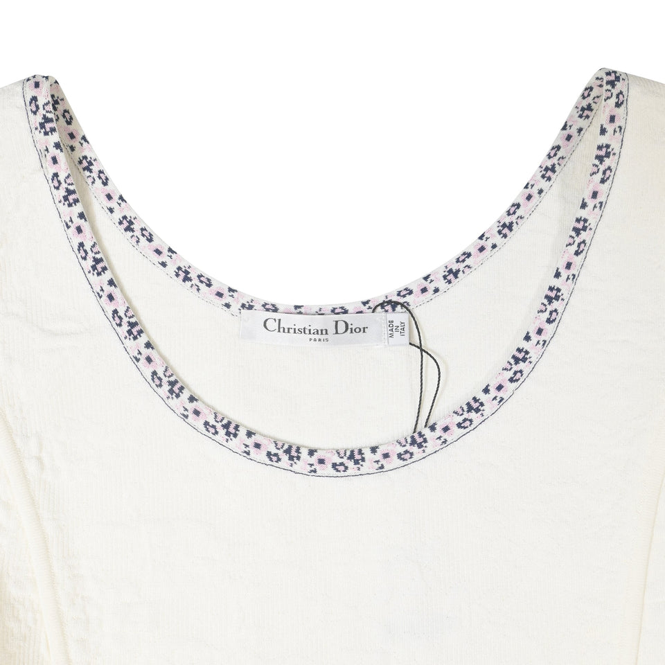 Christian Dior Scoop Neck Sleeveless Top in White Viscose