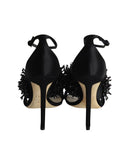 Christian Dior Diva Sequin Embellished Open Toe Sandals in Black Satin