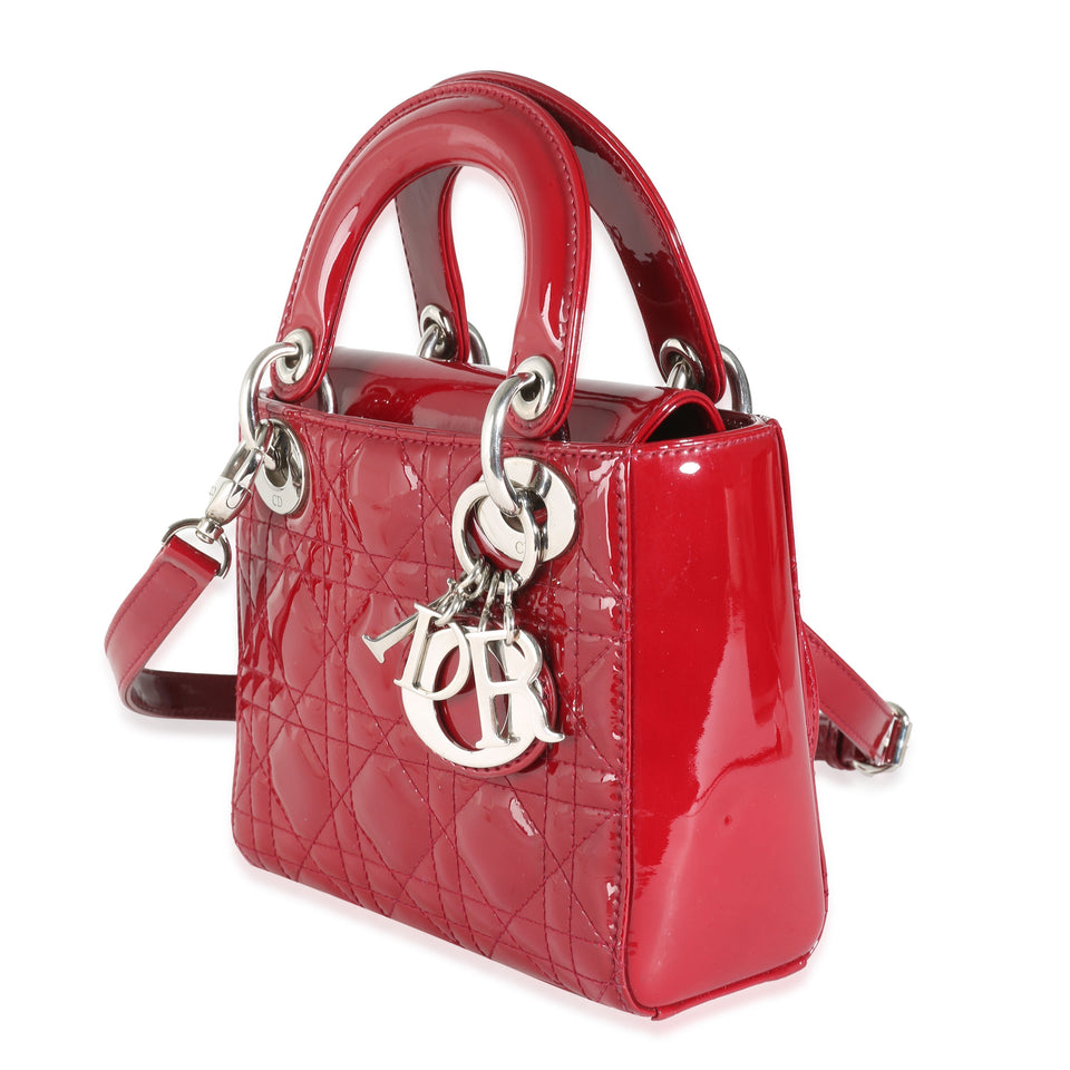 Christian Dior Red Patent Cannage Mini Lady Dior
