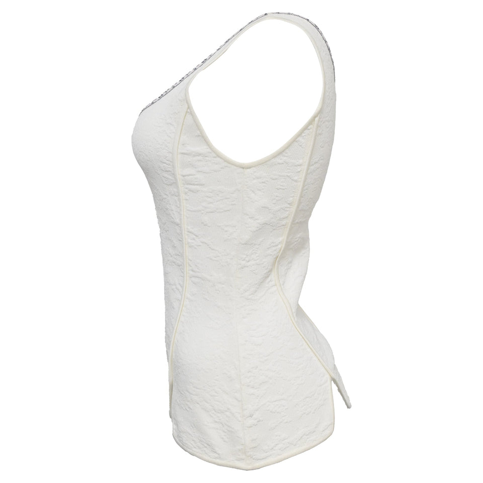 Christian Dior Scoop Neck Sleeveless Top in White Viscose