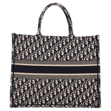 Christian Dior Large Oblique Book Totebag in Navy Blue Canvas