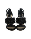 Christian Dior Diva Sequin Embellished Open Toe Sandals in Black Satin