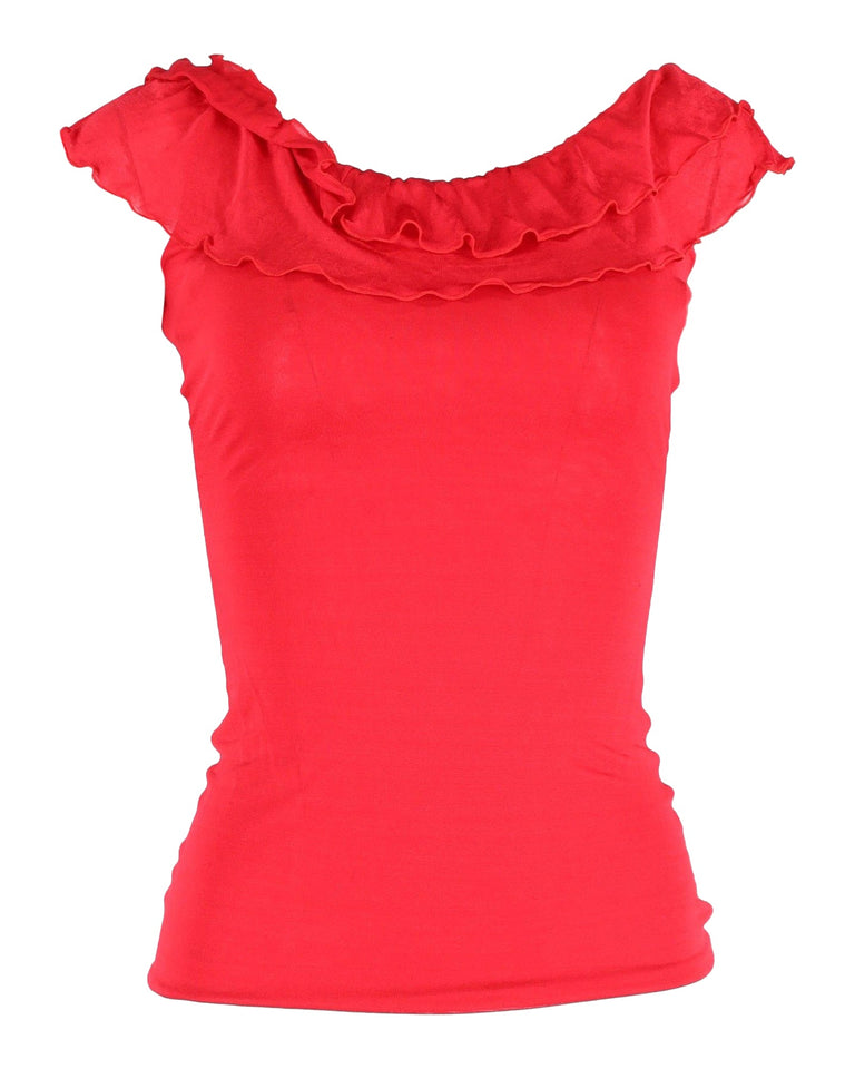 Christian Dior Ruffled Top in Red Viscose