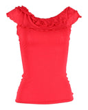Christian Dior Ruffled Top in Red Viscose
