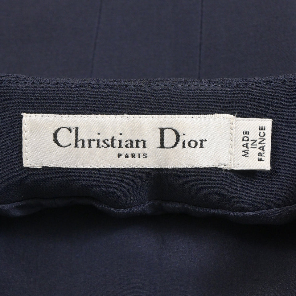 Christian Dior Panelled Square-Neck Mini Sleeveless Flare Dress in Navy Blue Viscose
