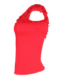 Christian Dior Ruffled Top in Red Viscose