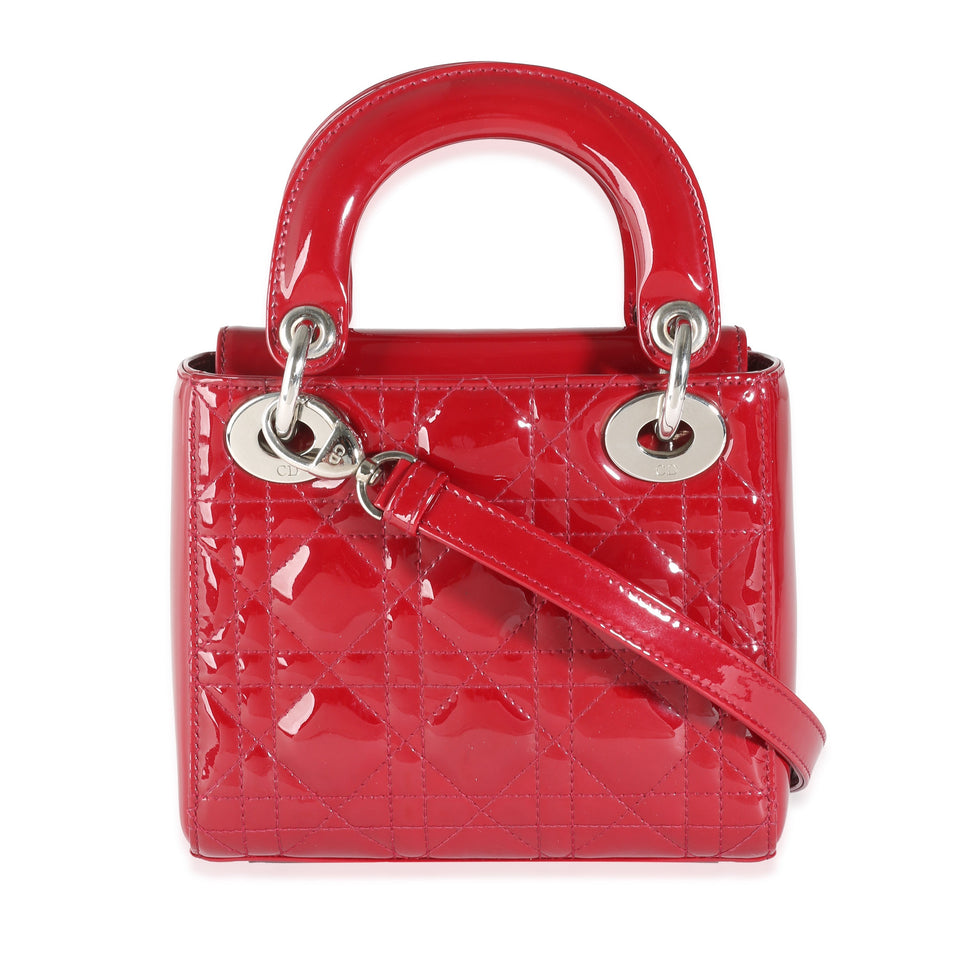 Christian Dior Red Patent Cannage Mini Lady Dior