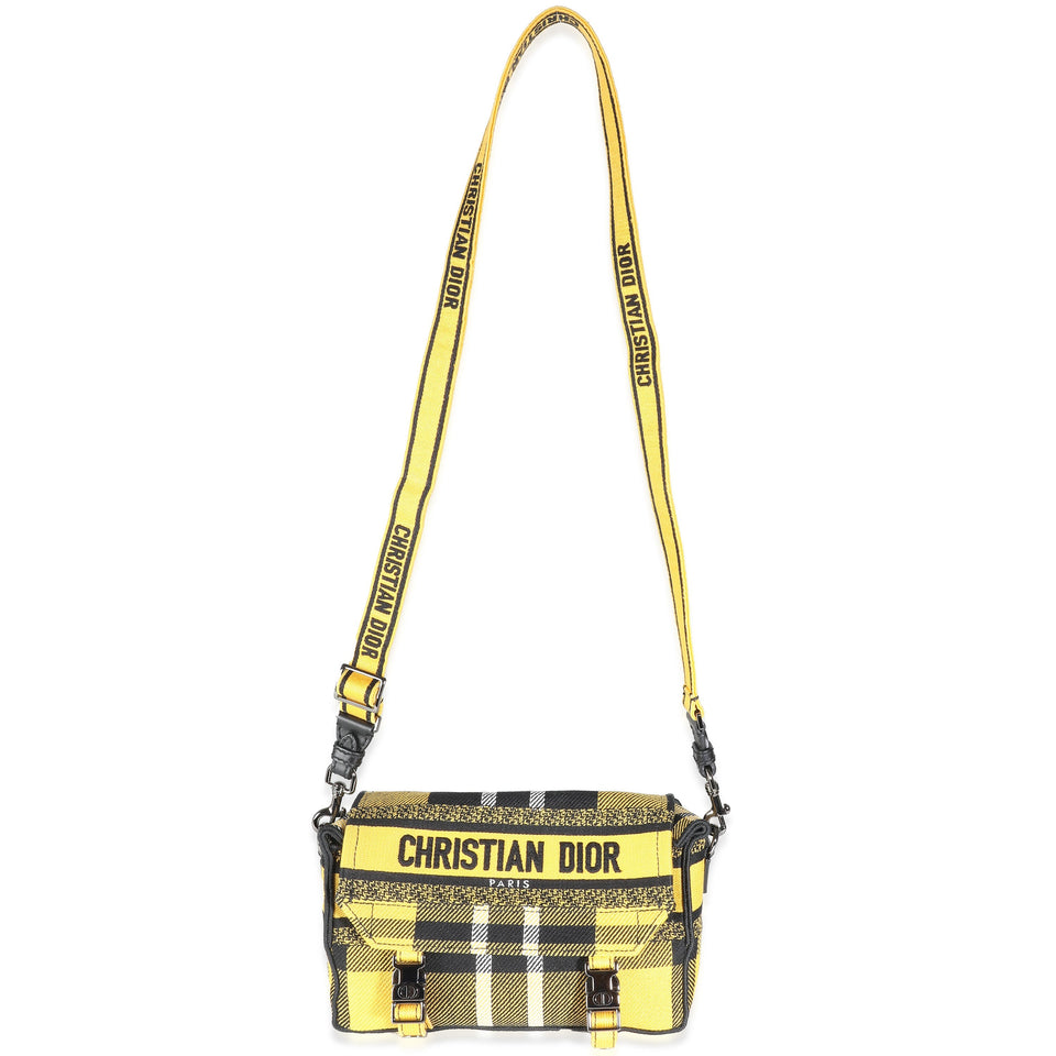 Christian Dior Yellow Tartan Canvas Small Diorcamp Messenger