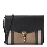BURBERRY Black Macken Small House Check & Leather Crossbody Bag