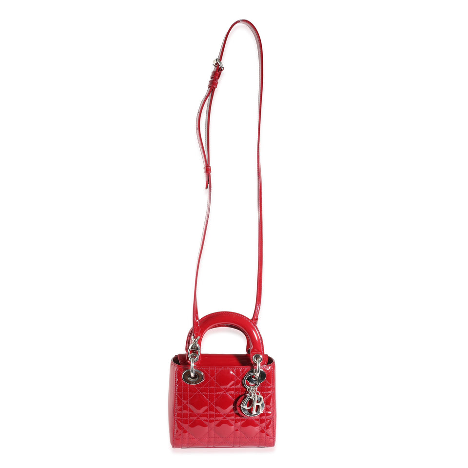 Christian Dior Red Patent Cannage Mini Lady Dior