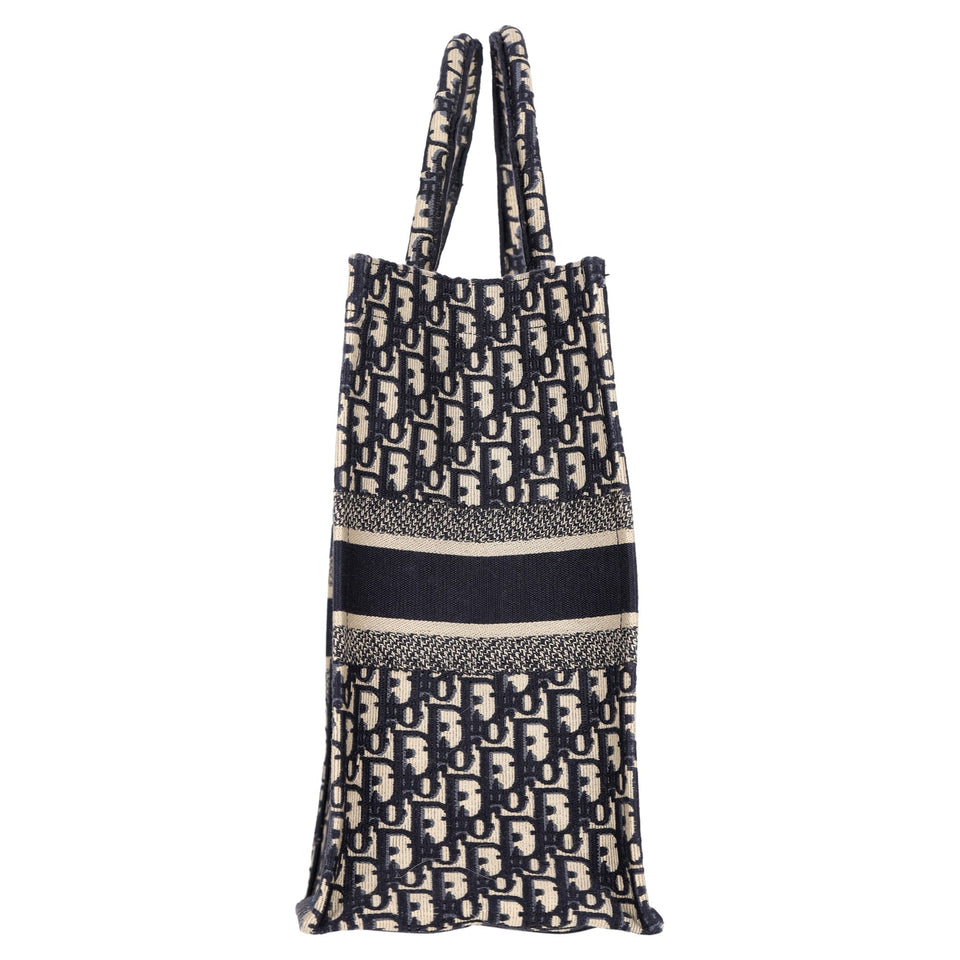 Christian Dior Large Oblique Book Totebag in Navy Blue Canvas