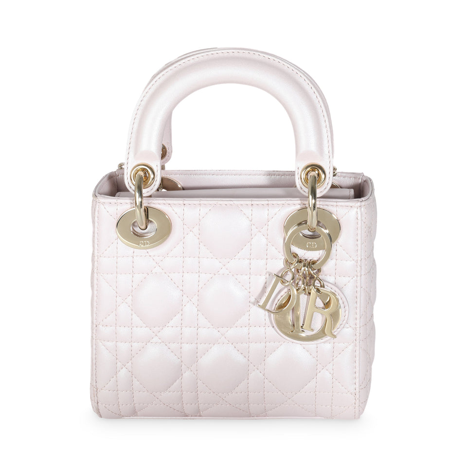 Christian Dior Lotus Pearlescent Cannage Lambskin Mini Lady Dior