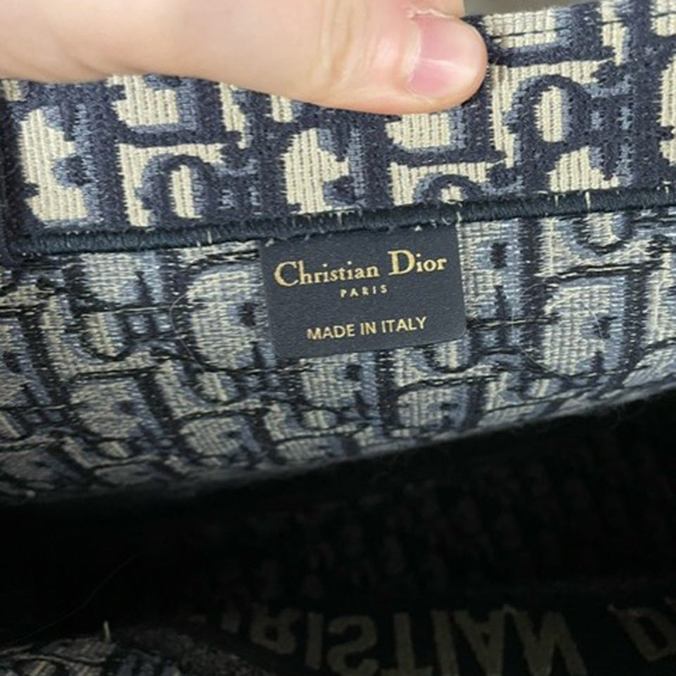Christian Dior Large Oblique Book Totebag in Navy Blue Canvas