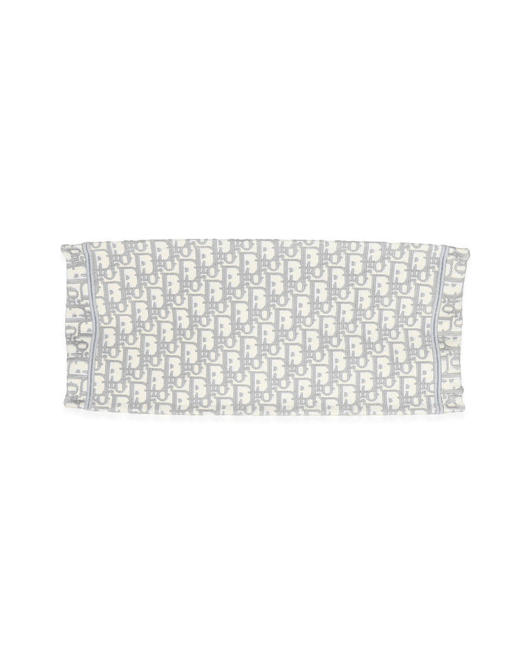 Christian Dior Ecru Gray Dior Oblique Embroidery Large Dior Book Tote