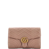 GUCCI GG Marmont Flap Clutch Matelasse Leather