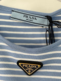 Prada Baby Blue and White Stripped Jersey Cropped Top Size IT 38 (UK 6)