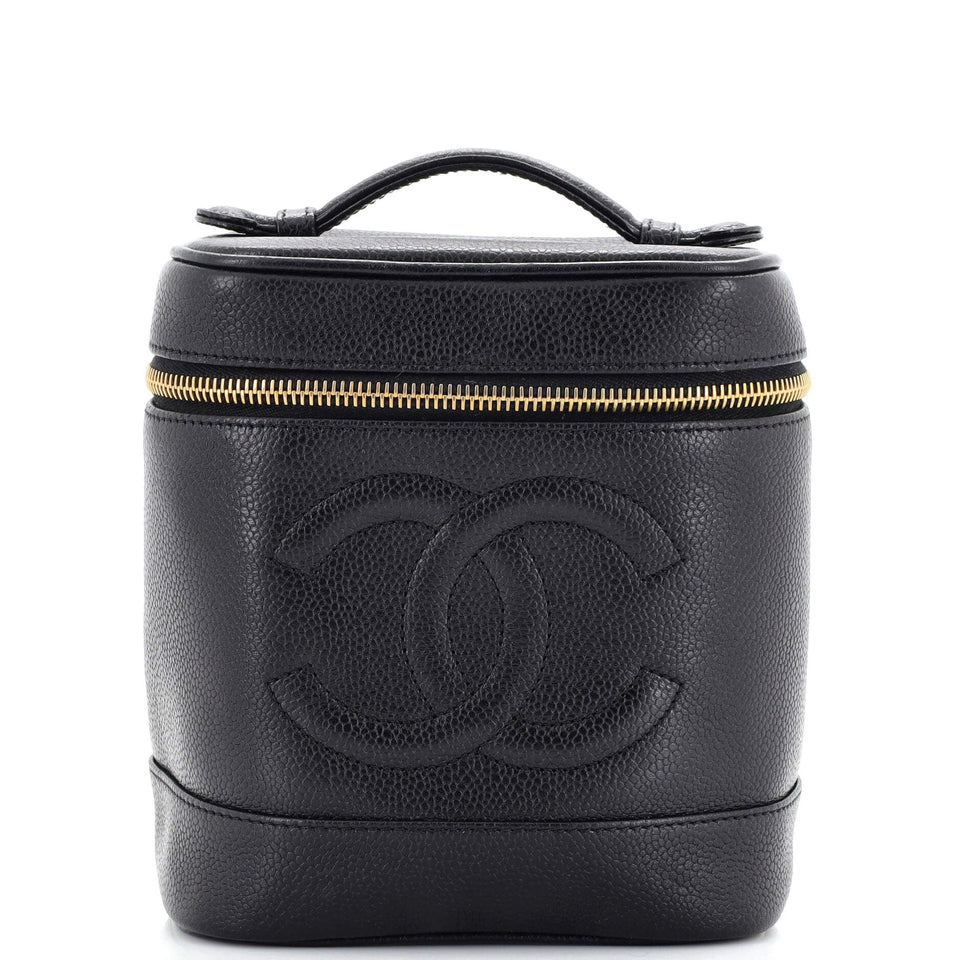 CHANEL Vintage Timeless Cosmetic Case Caviar Tall