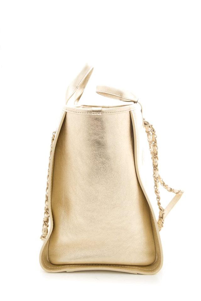 Chanel Gold Handbag Large Deauville Tote NWT