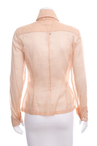 Chanel Nude Long Sleeve Button Up Blouse SZ 38