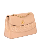 Chanel Beige Quilted Lambskin Vintage Medium Classic Single Flap Bag