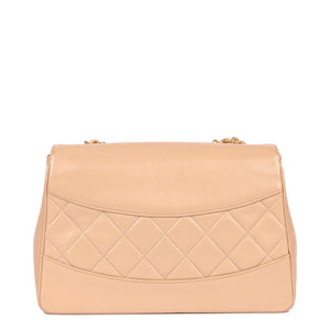 Chanel Beige Quilted Lambskin Vintage Medium Classic Single Flap Bag