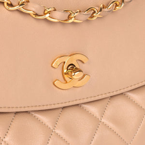 Chanel Beige Quilted Lambskin Vintage Medium Classic Single Flap Bag
