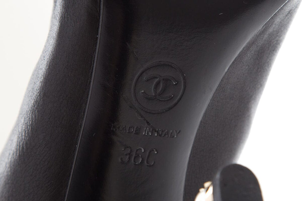 Chanel Black Leather High Boots SZ 36