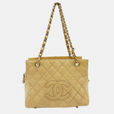 CHANEL Beige Petite Timeless Tote Quilted Caviar Shoulder Bag