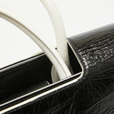 Dior Black/white Crinkled Patent Leather Medium Diorever Top Handle Bag
