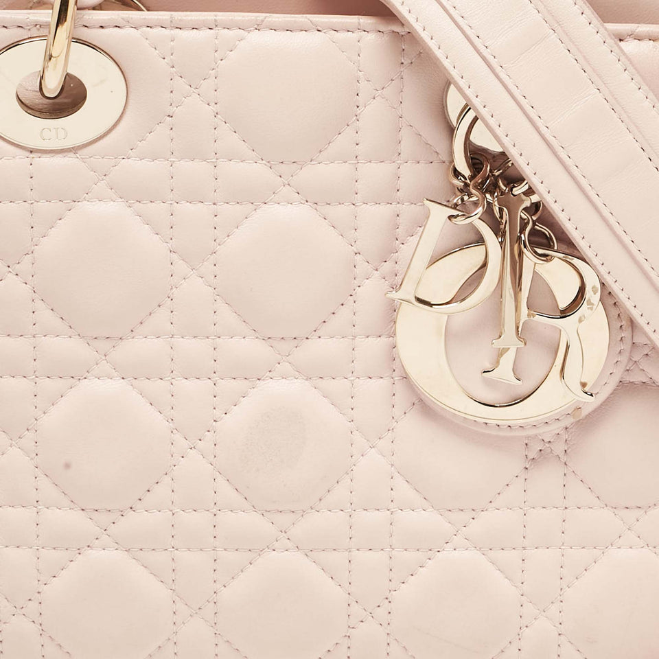 Dior Pink Cannage Leather Small Lady Dior My Abcdior Tote