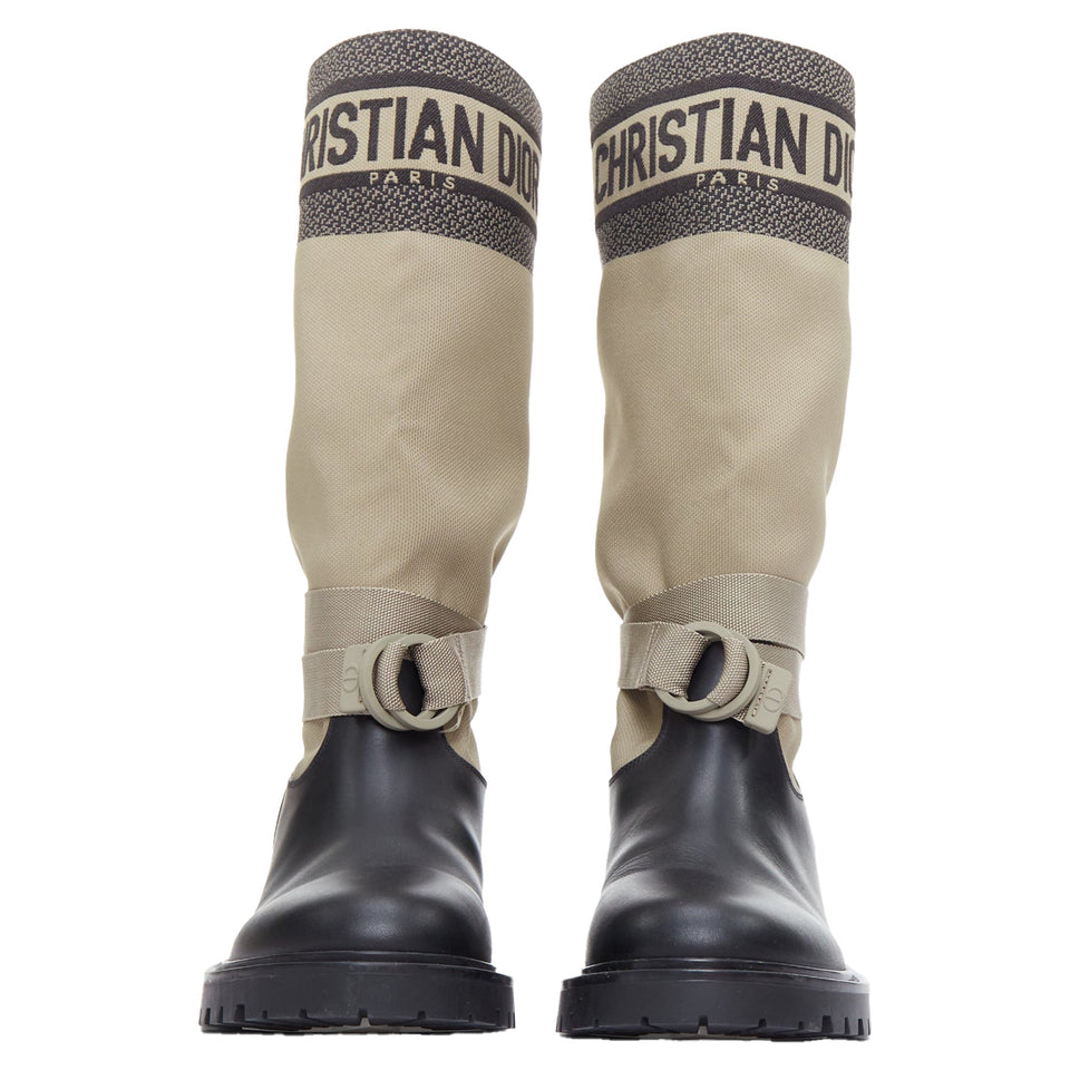 Christian Dior D-Major canvas safari boots