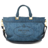 Prada Denim Leather 2Way Bag Hand Shoulder Bag Blue BN2069