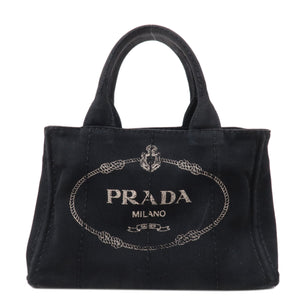 Prada Canapa Mini Canvas Tote Bag Hand Bag Black