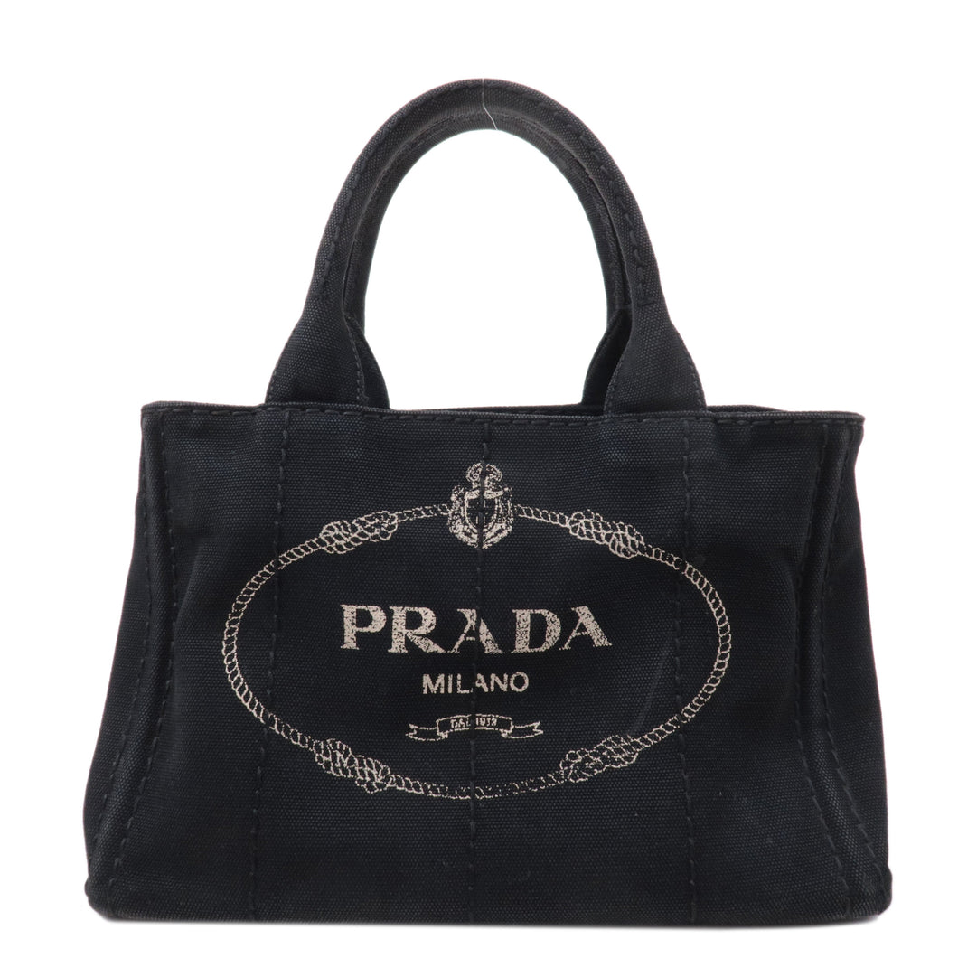 Prada Canapa Mini Canvas Tote Bag Hand Bag Black