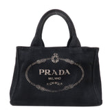 Prada Canapa Mini Canvas Tote Bag Hand Bag Black