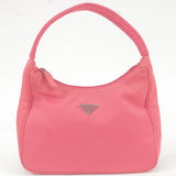 Prada Logo Nylon Canvas Hand Bag Pouch Purse Pink MV519