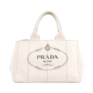 Prada Canapa Canvas Tote Bag Hand Bag Ivory BN1877