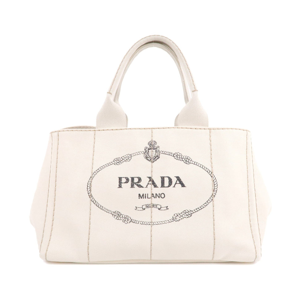 Prada Canapa Canvas Tote Bag Hand Bag Ivory BN1877