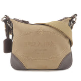 Prada Logo Jacquard Leather Shoulder Bag Beige Brown BT0534