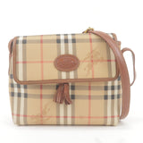 BURBERRY Nova Plaid PVC Leather Shoulder Bag Beige Brown