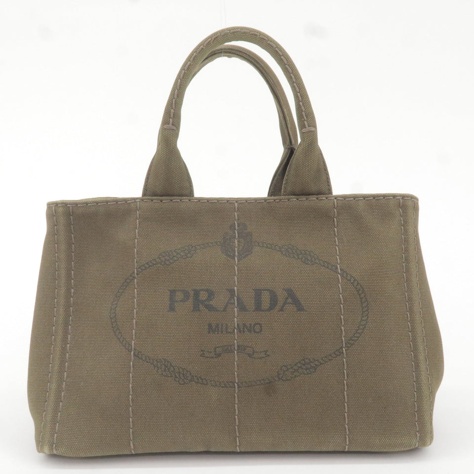 Prada Canapa Mini Canvas 2Way Bag Hand Bag Khaki BN2439
