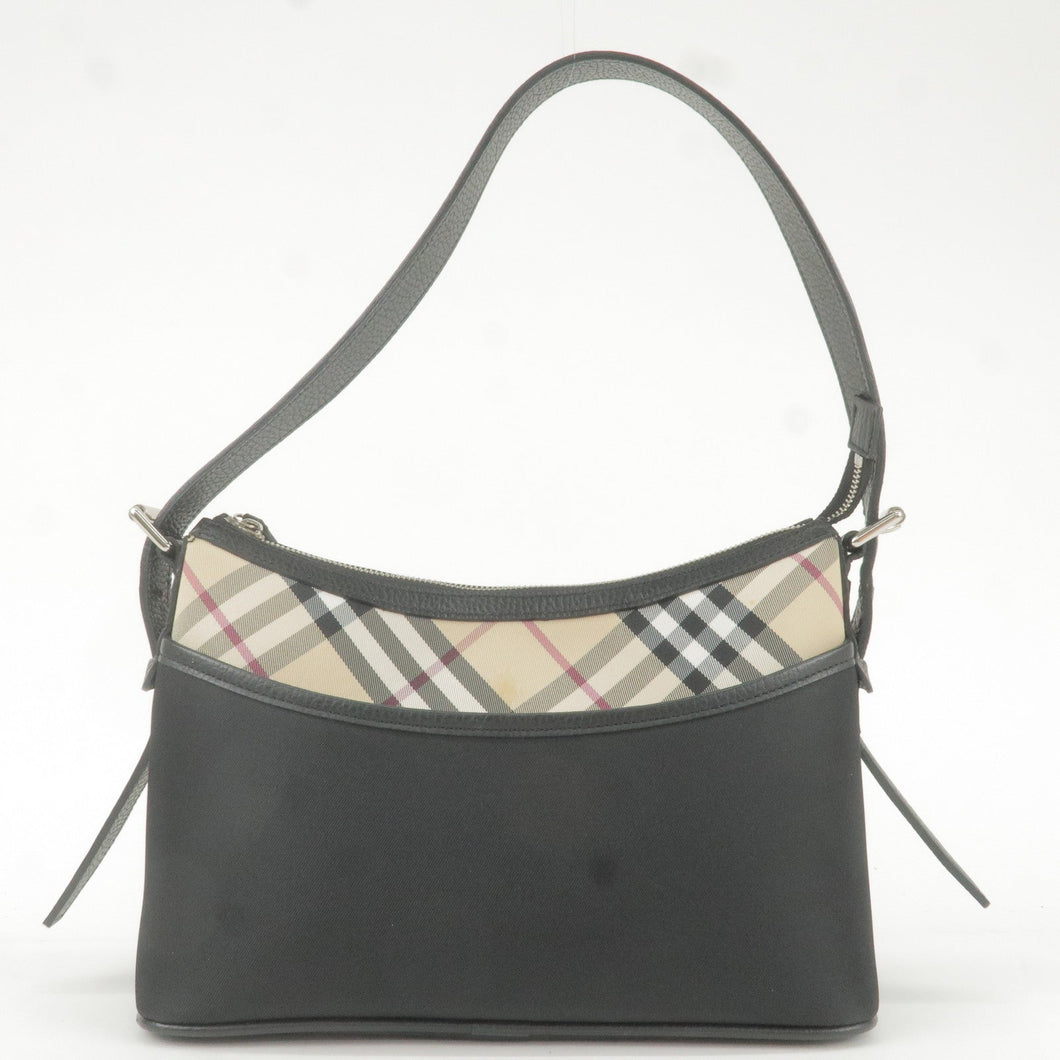 BURBERRY Nova Plaid Canvas Leather Shoulder Bag Beige Black